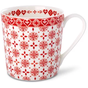 MAASS Fine Bone China Tasse / Becher - rot Kacheln - Spruch
