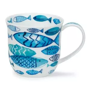DUNOON Fine Bone China JUMBO Tasse / Becher -  CUMBRAE GO FISH - große Fische