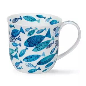 DUNOON Fine Bone China JUMBO Tasse / Becher -  CUMBRAE GO FISH - kleine Fische