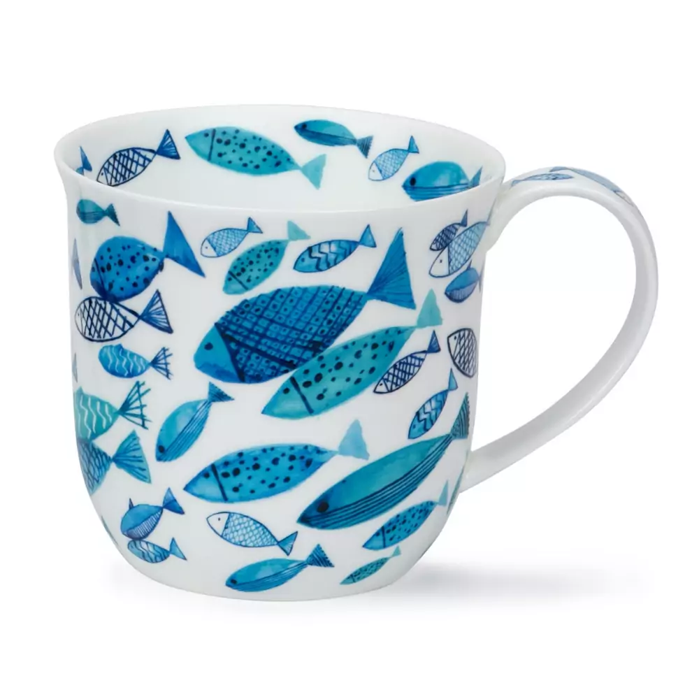 DUNOON Fine Bone China JUMBO Tasse / Becher -  CUMBRAE GO FISH - kleine Fische