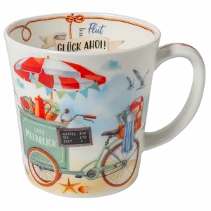 MAASS Fine Bone China Tasse / Becher - Fahrrad am Meer