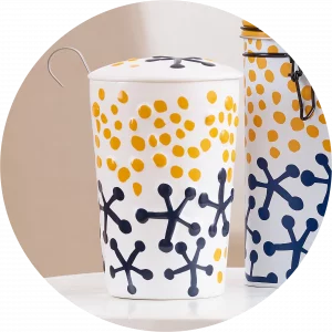 Eigenart Tasse / Becher  Teaeve Potato Print - mit Deckel & Sieb