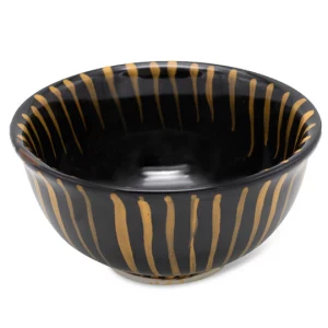 Matcha Schale - schwarz braun gestreift