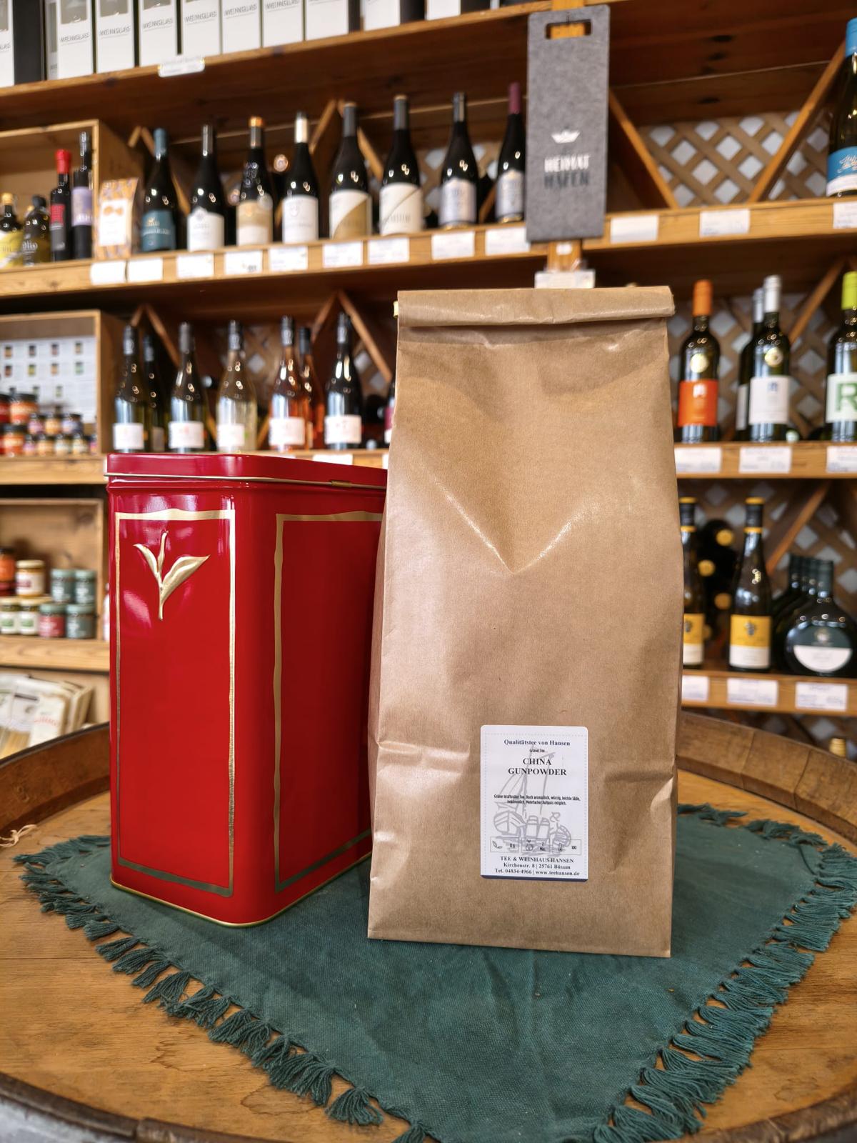 ANGEBOT - 1 kg 510A China Gunpowder inkl 1 kg Dose Teeblatt 1 ANGEBOT - 1 kg 510A China Gunpowder inkl 1 kg Dose Teeblatt